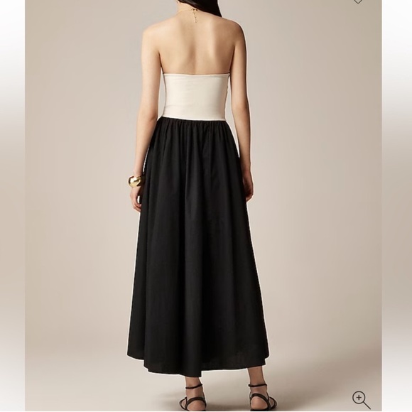 J. Crew NWT Strapless colorblock mixy dress- Natural/Black - Midi - M - Picture 2 of 15